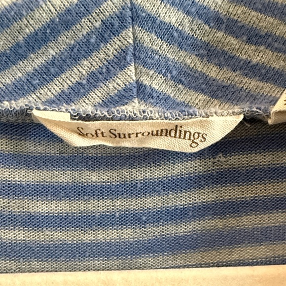 Soft Surroundings Blue and White Striped Cowl Neck Sweater - Picture 2 of 3